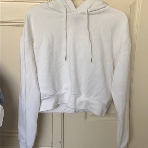 Cropped white hoodie